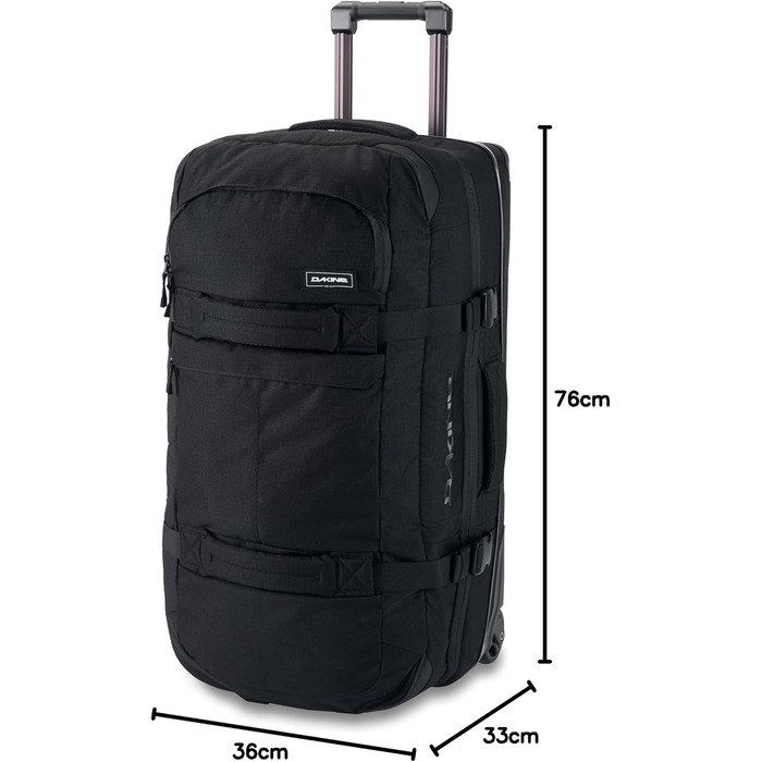 Дорожня валіза на колесах Dakine Split Roller 85L, чорна, містка, з розділеними відділеннями, спортивна сумка для подорожей