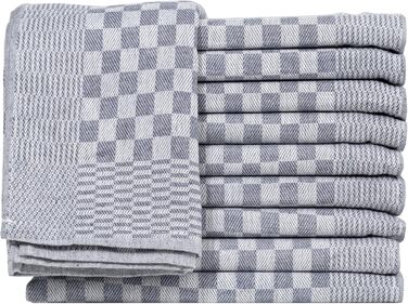 Набір кухонних рушників Müskaan 10 шт, 100% бавовна, 50x70 см, сірі, 210 г/м², без ворсу, для сушіння посуду та прибирання