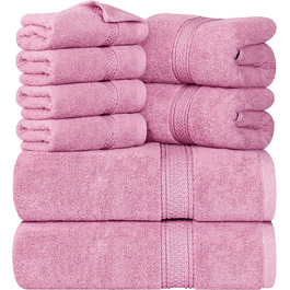 Набір рушників Utopia Towels 8 шт, бавовна, рожеві – 2 банних, 2 для рук, 4 серветки з петелькою