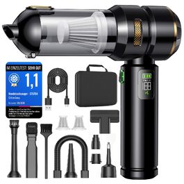 Акумуляторний ручний пилосос для автомобіля 26kPa з LED-дисплеєм, потужний портативний автопилосос, чорний