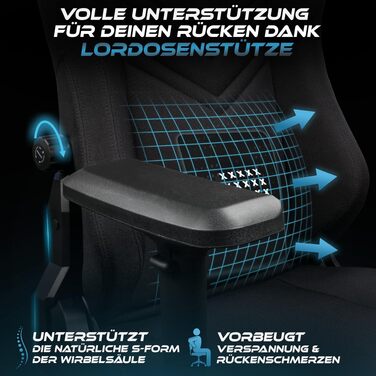 Ігрове крісло Ultimatrix FURY Ergonomic: з підтримкою попереку, 4D-підлокітниками, підніжкою та дихаючою тканиною, витримує до 150 кг, чорне