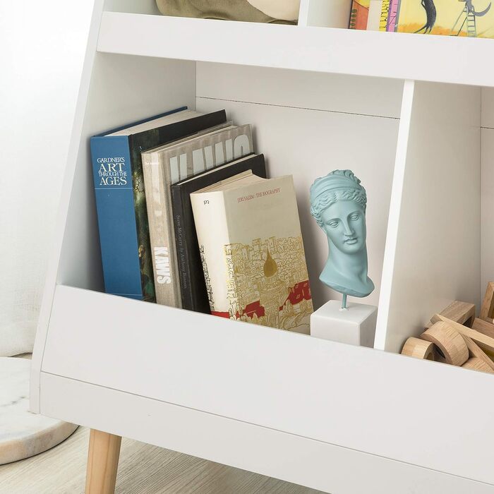 Дитячий стелаж SoBuy KMB19-W з 5 полицями, білий, масив дерева, 86x77x36 см – книжкова шафа та органайзер для іграшок