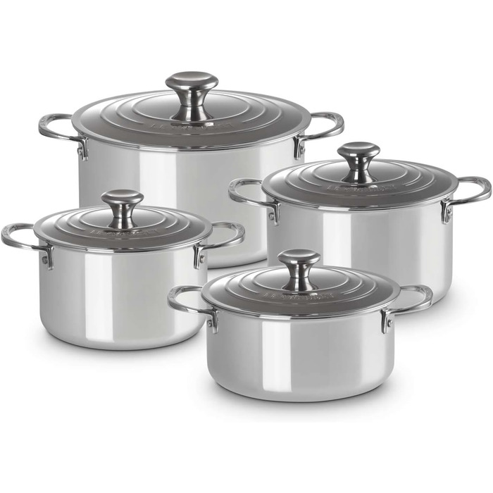 Сковорода LE CREUSET з антипригарним покриттям, 24 см, нержавіюча сталь 3-шарова, набір 4 шт.