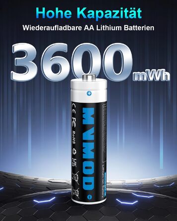 Набір акумуляторів AA Ni-MH 1.5V 3600mWh (12 шт.) з зарядним пристроєм та кейсом для зберігання, чорний
