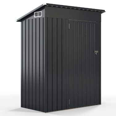 Металевий садовий будиночок COSTWAY 150x90,5x185 см, 1,5 м³, з похилим дахом та дверями, замикається - сірий