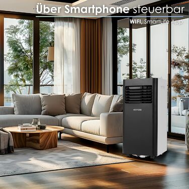 Мобільний кондиціонер Echos 3-в-1 з Wi-Fi, 9000 BTU, таймер 24 год, пульт, для кімнати, з відвідною трубою