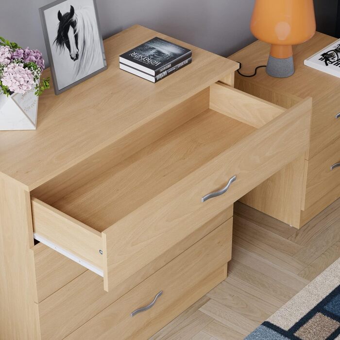 Комод Vida Designs з масиву сосни, 4 шухляди з металевими ручками, посилений тримач шухляд, меблі для спальні Riano, сосна, 72x36x75 см