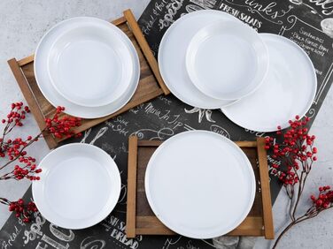 CreaTable Серія Chef Collection: 18-частинний набір посуду для 6 осіб, кавовий сервіз з порцеляни, придатний для миття в посудомийній машині та використання в мікрохвильовій печі, Made in Europe (12-частинний сервіз, білий)