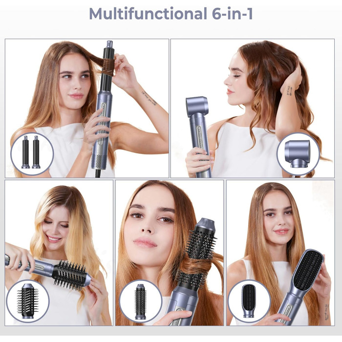 Набір для укладки волосся Hairstyler 5-в-1 з автозавиткою та фен-щіткою (Срібний)