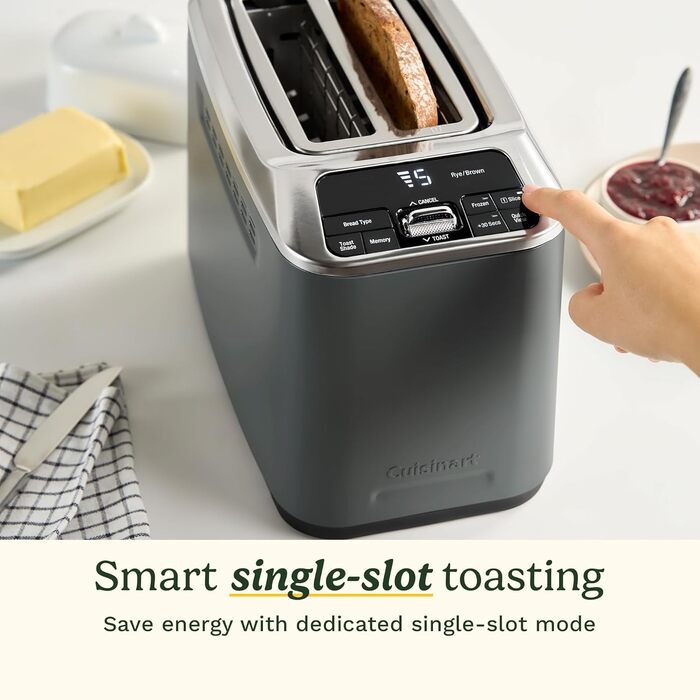 Тостер Cuisinart Smart Elite 2-слотовий сірий (+30 насадок) для хліба ручної роботи, з функцією пам'яті, підйому та розморожування