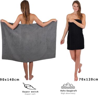Набір рушників Betz Deluxe 8 шт., 100% бавовна, антрацит/синій, для ванної та душу
