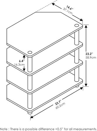 ТВ-тумба Furinno з 4 полицями, чорна, дерево, 37×60×59 см