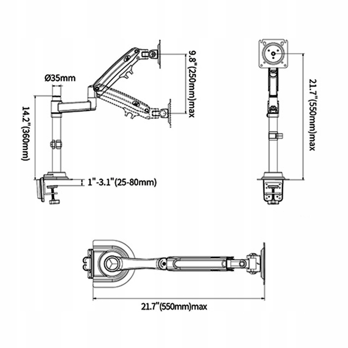 Кронштейн для монітора North Bayou H100, 22-35