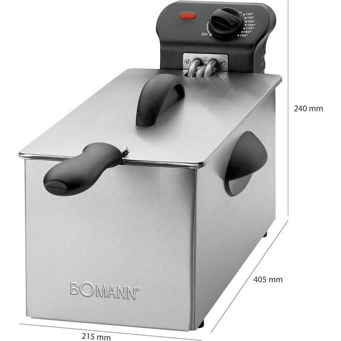 Фритюрниця Bomann 3л, 2000Вт, холодна зона, термостат, професійна для ресторану