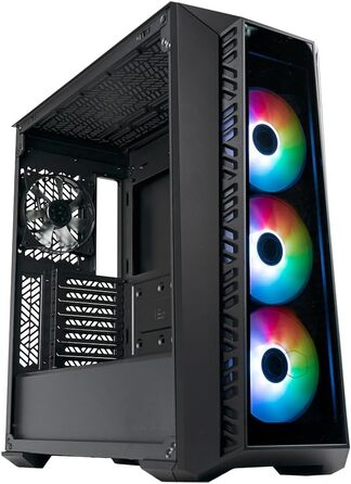 Корпус для ПК Cooler Master MasterBox 520, Mid-Tower ATX, 4 встановлені вентилятори, гартоване скло, ARGB-контролер, чорний