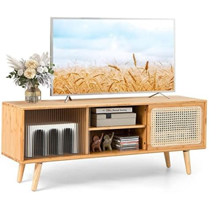 Тумба під телевізор COSTWAY HV10404NA-VC, 120,5x31x45,5 см, дерев'яна
