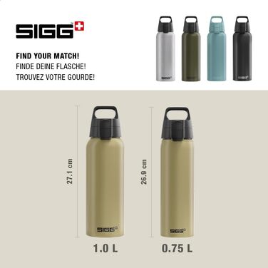Алюмінієва пляшка для води SIGG WMB ONE 1 л, герметична, підходить для газованих напоїв, BPA-free, колір Caramel Sand