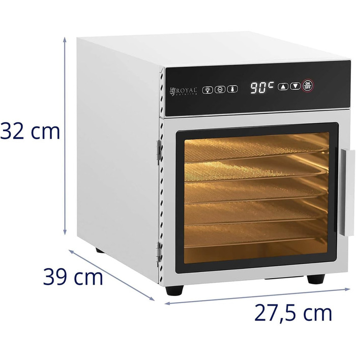 Дегідратор для фруктів Royal Catering RCDA-500/15S, 500 Вт, 6 лотків, нержавіюча сталь