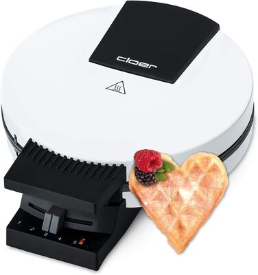 Вафельниця Cloer 1200 Вт для класичних вафель XXL, діаметр 19,5 см, сталева, біла, без сигналу