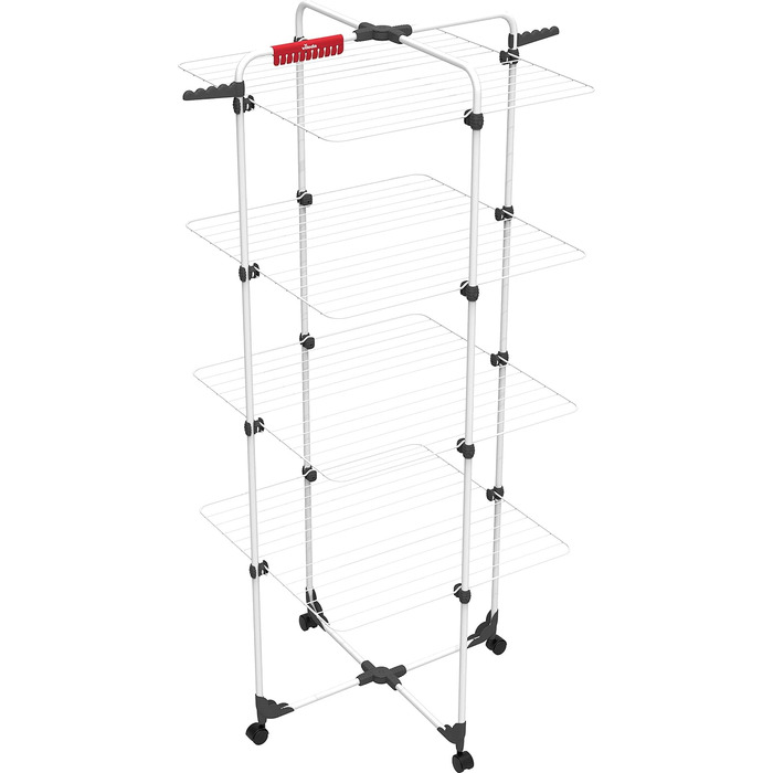 Сушарка для білизни Vileda Mixer 4, 4-рівнева, сталева, на колесах, для 4 завантажень, біла, екологічна упаковка