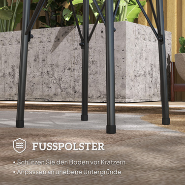 Outsunny Garden Table Ø40 x 50 см, Атмосферостійкий сталевий балконний стіл, Бічний столик із захисними ніжками з квітковим дизайном, Круглий обідній стіл на відкритому повітрі, Кемпінговий стіл Патіо Стіл для патіо Стіл для саду Балкон Чорний