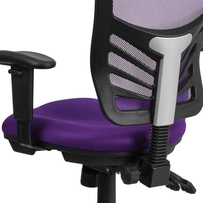 Ергономічне офісне крісло Flash Furniture з сітчастою спинкою, анатомічним та регульованим по висоті сидінням, 3 важелями керування, фіолетове
