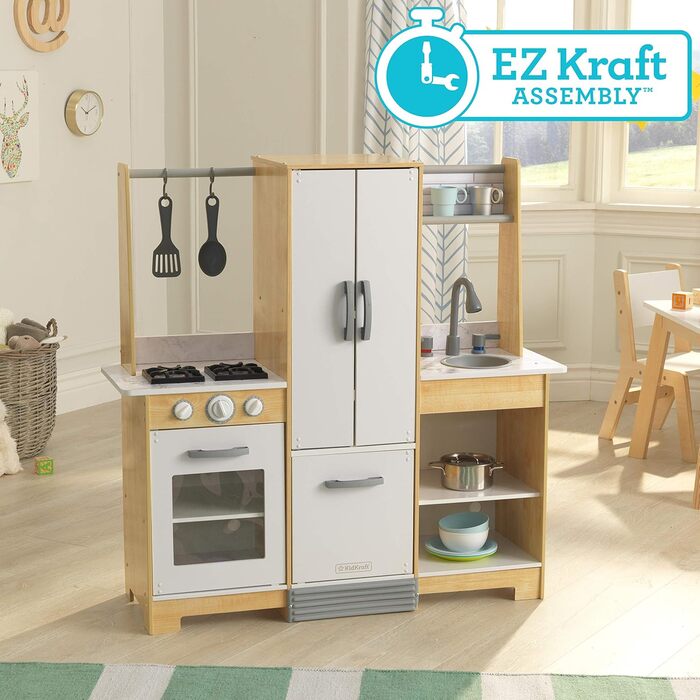Дерев'яна дитяча кухня KidKraft Modern Day з аксесуарами, іграшкова кухня для дітей від 3 років, 53423