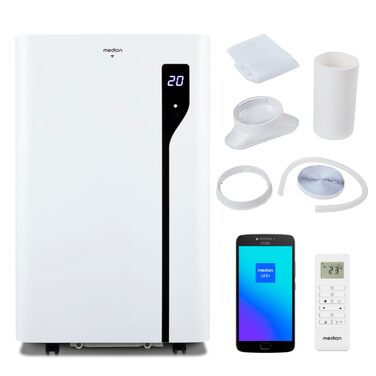 Мобільний кондиціонер MEDION P901 12000 BTU з пультом та Wi-Fi, 3-в-1 (охолодження, осушення, вентиляція), для приміщень до 32 м², білий