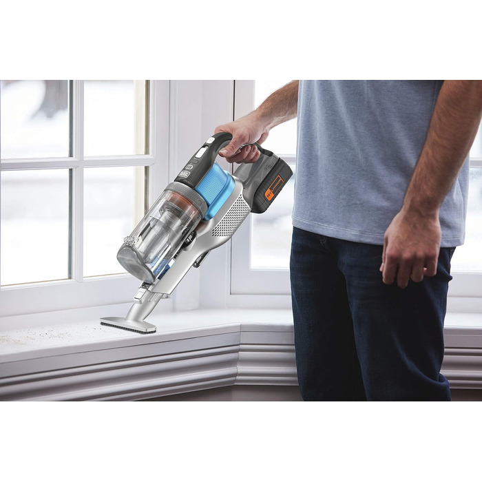 Бездротовий пилосос BLACK+DECKER 4-в-1 36В, 2.0А·год, електрощітка, ручний та вертикальний, безмішковий, з насадкою 2-в-1, акумулятором, зарядним та кріпленням, модель 2019