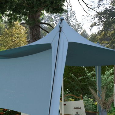Водонепроникне сонцезахисне вітрило з навісом Outsunny Sunshade зі сталевими прутами, лопатою та сумкою для перенесення, для кемпінгу, подорожей, пікніків, синій