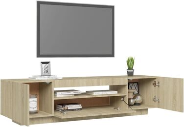 Тумба під телевізор з LED підсвіткою vidaXL, дуб сонома, 160x35x40 см, сучасний ТВ стіл, меблі для вітальні