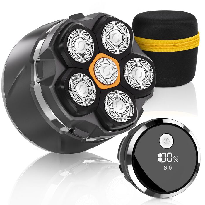 Машинка для гоління голови Glatzen 2026 IPX8, 6D, USB-C, дисплей LED, вологостійка, для сухого та вологого гоління, сіра