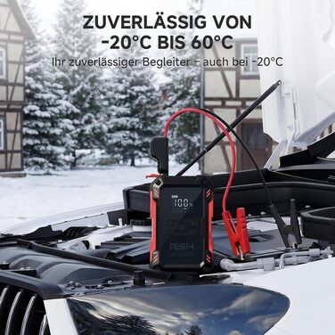 Пусковий пристрій RSH 4000A Jump Starter з компресором 150 PSI, бустер для авто 12V (бензин до 9.0L, дизель до 6.5L), Powerbank 10000 mAh та LED-ліхтарем, 4-в-1