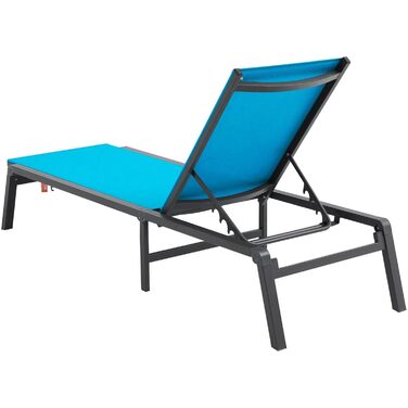 Лежак для відпочинку VEVOR, 182x60x88 см, блакитний, з регулюванням положення, для саду, тераси, пляжу, басейну