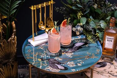 Набір склянок GLASSIQUE CADEAU Vintage Flamingo для коктейлів, 340 мл, 4 шт – кришталеві лонгдрінк та хайбол для Мохіто, Кайпірінья, тропічних і тіки коктейлів