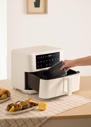 Фритюрниця повітряна 4.2L з паром, 6 програм, 1300W (10L Dual, кремовий)