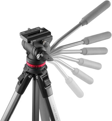 Відеоштатив Hama з флюїдною головкою для камери, смартфона і DSLR, алюмінієвий, легкий, 46–160 см, навантаження до 7 кг, з тримачем для телефону