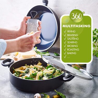 Wok GreenPan Torino 28 см, 3,6 л, керамічний, антипригарний, PFAS-free, індукційний, для духовки, чорний