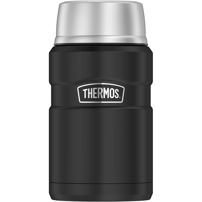 Термос для їжі Thermos STAINLESS KING 710 мл чорний матовий, харчовий контейнер з нержавіючої сталі, збереження тепла до 14 годин, холоду до 24 годин, герметичний, для супу, каші, страв, великий об’єм, без ложки, можна мити в посудомийній машині