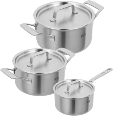 Набір каструль Kuhn Rikon Culinary Fiveply: сотейник 1,7 л, каструлі 3,4 л та 6,4 л, нержавіюча сталь