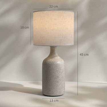 Настільна лампа з керамічною основою та лляним абажуром, 22x22x45 см, пісочний/бежевий
