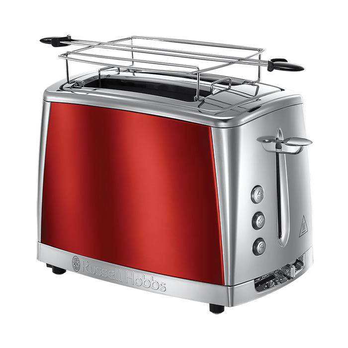 Тостер Russell Hobbs Luna Edelstahl Red на 2 тости, нержавіюча сталь, 6 режимів, розморожування, підігрів, підйом тостів, 1550 Вт