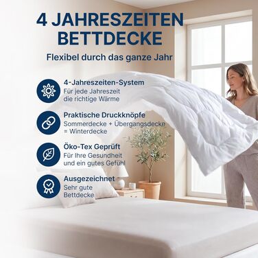 Всесезонна ковдра DreamHome 4 Jahreszeiten (135x200 см) — комбінована ковдра (літня + зимова), сертифікат Oeko-TEX