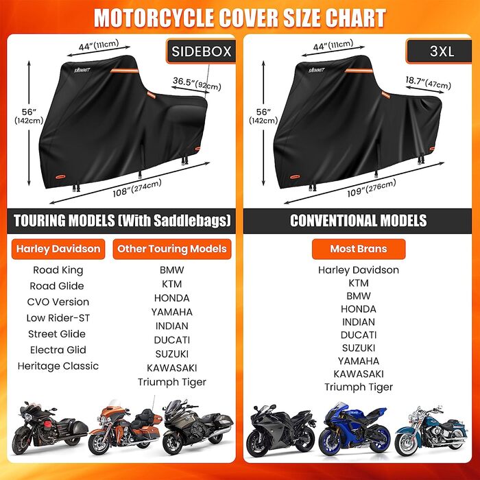 Моточохол водонепроникний 420D преміум для Harley Davidson Touring, захист від УФ, дощу та пилу, Deluxe, з бічними кофрами 274x111x142 см, чорний