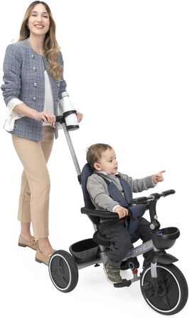 Триколісний велосипед Chicco 4-в-1: від 6 місяців до 4 років, блакитний. Знімний капюшон, EVA колеса, телескопічна ручка, компактне складання, педалі вільного ходу.