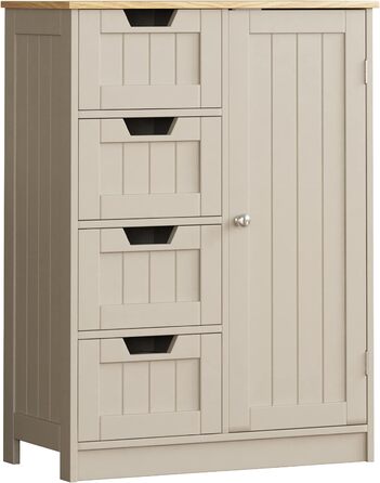 Шафа для ванної Bath Vida Priano з 4 ящиками і дверцятами, сірий, 81х60х30 см, деревостружкова плита