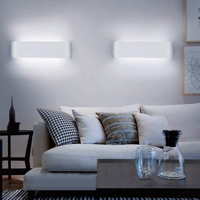 Світильник настінний Lightess 2 шт. чорний, сучасний LED, нейтрально-біле світло, 16Вт, IP44, алюміній, для вітальні, спальні, коридору, сходів