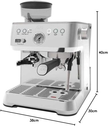 Кавомашина Solis Grind & Infuse Perfetta 1019 з вбудованою кавомолкою та функцією приготування еспресо, капучино та гарячої води - нержавіюча сталь