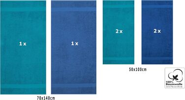 Набір рушників Betz Palermo: 2 банних 70x140 см, 4 для рук 50x100 см, саунний рушник, колір петрол-блакитний