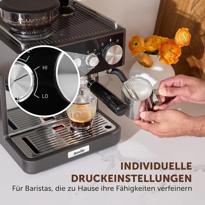 Кавомашина Breville Barista Slimline VCF185X: Еспресо, капучино, лате з вбудованим капучинатором (срібна)